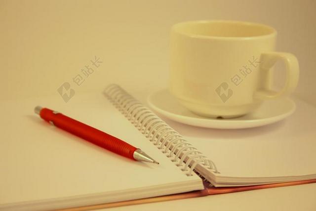 记事本记录笔纸咖啡办公室背景图片