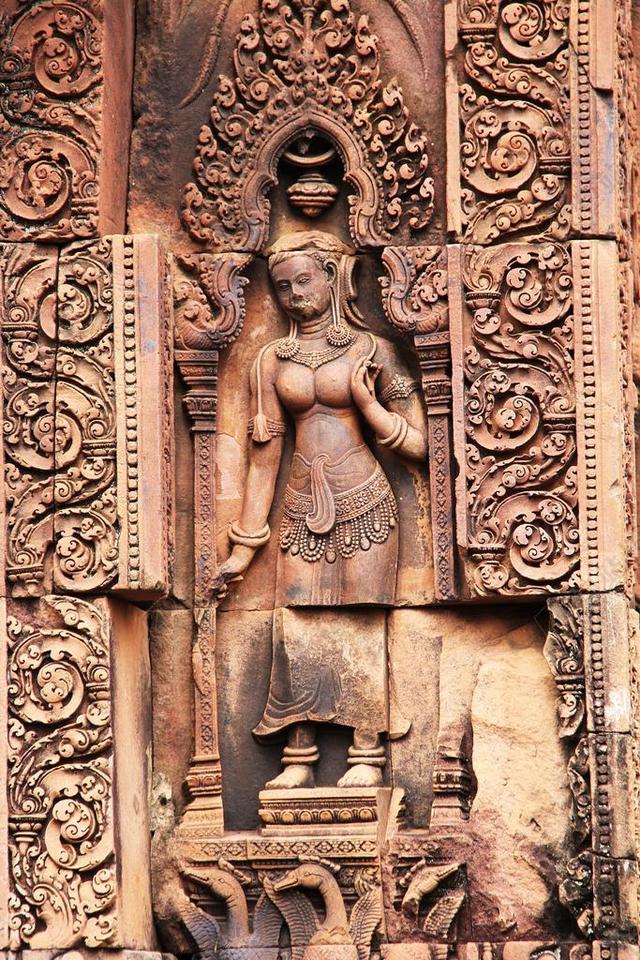 女王宫 寺 旅行 古董 老 美丽 吴哥窟 暹粒 柬埔寨