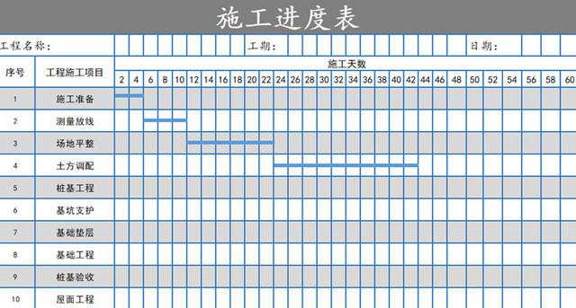 施工进度计划表EXCEL模板