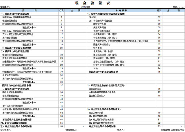 公司会计财务现金流量表