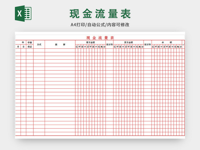 财务现金流量表模板