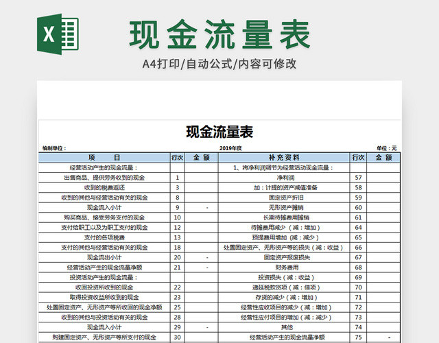 公司企业现金流量表