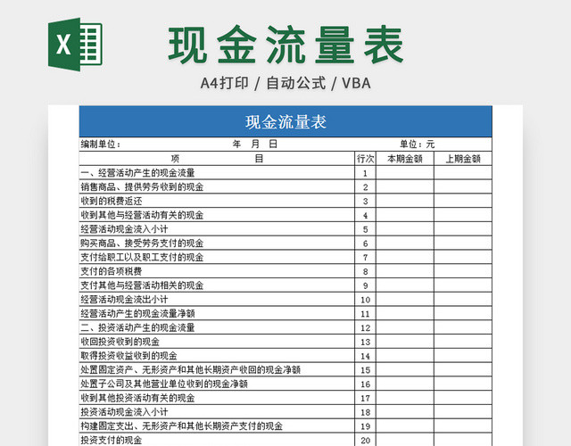 公司会计财务现金流程表