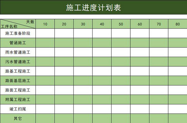施工进度计划表
