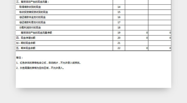 企业公司财务现金流量表