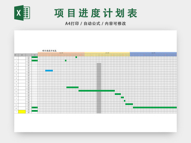 商业项目进度计划表模板EXCEL表甘特图