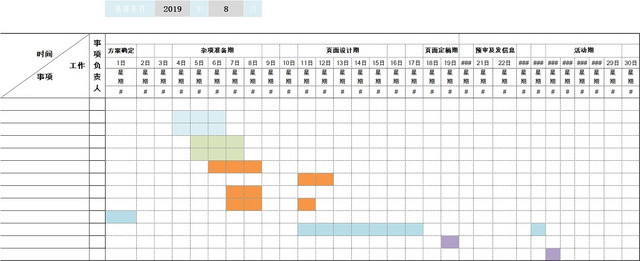 项目计划表模板EXCEL表甘特图