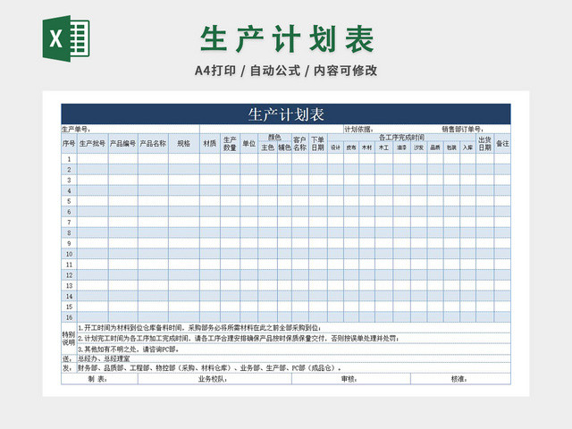 生产计划表