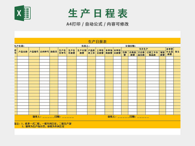 生产计划表