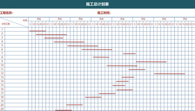 施工进度计划表EXCEL模板