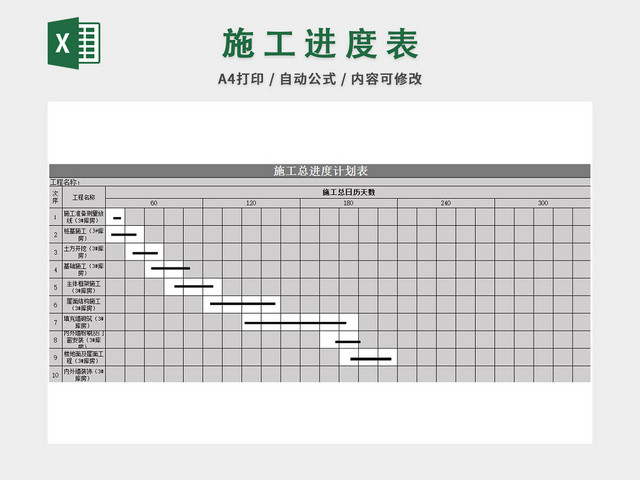 施工进度计划表EXCEL模板