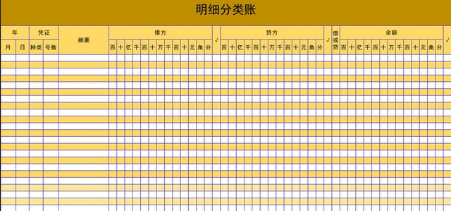 明细分类账表