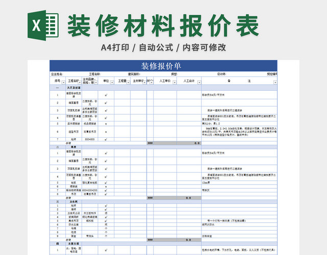 装修工程材料报价单