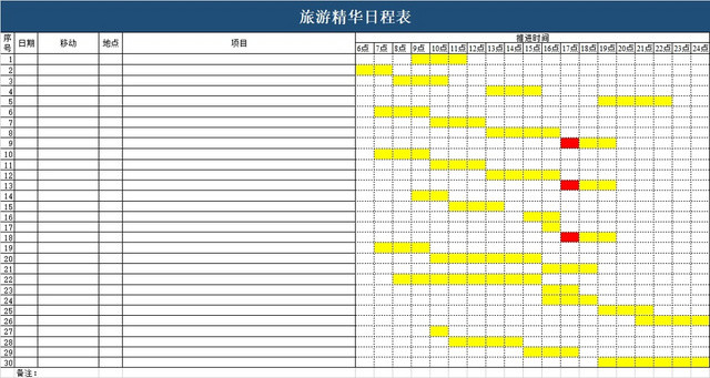 旅游精华日程表格模板EXCEL表格设计