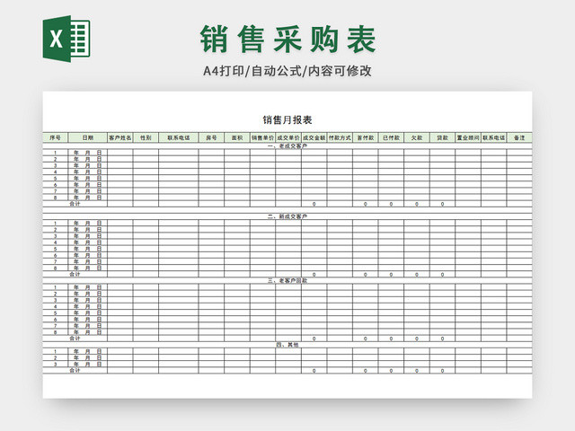 企业销售月报表模板