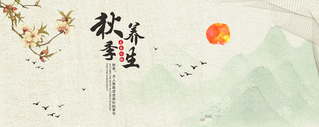 秋季养生中国风水墨画简约平面设计展板