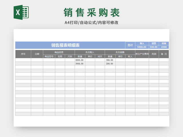 企业简约销售报表