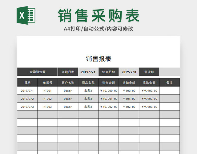 销售报表模板设计