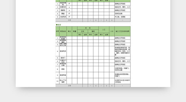 装修预算表