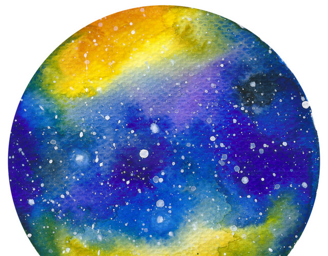 手绘水彩涂鸦星球素材