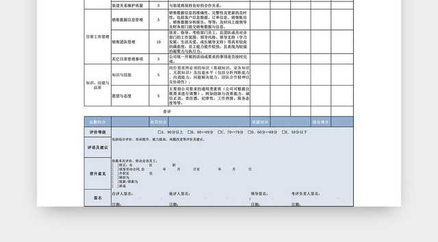 综合类绩效考核表模板EXCEL模板