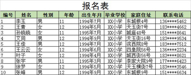 培训报名表