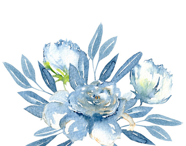 手绘水墨花朵素材