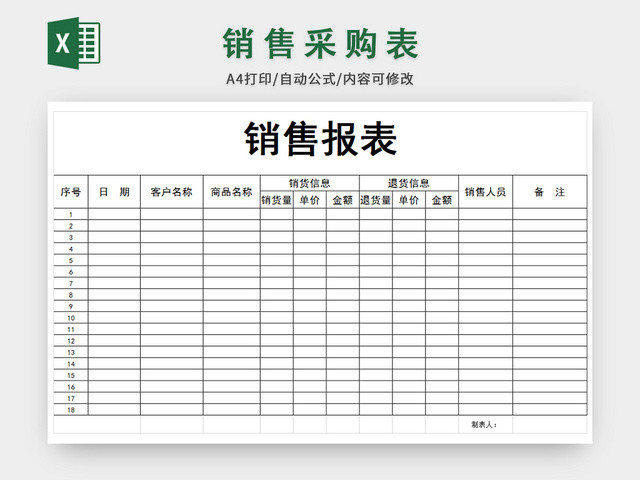 企业销售报表表格模板