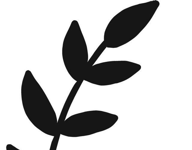 手绘线稿枝叶素材