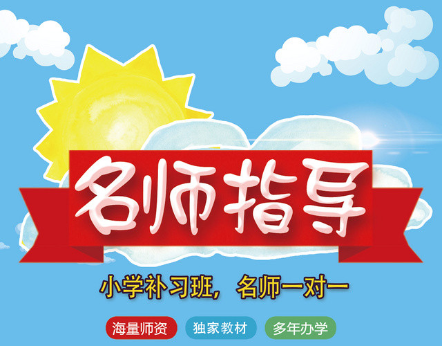 蓝色简洁名师指导培训招生宣传单