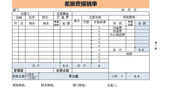 差旅费用报销单