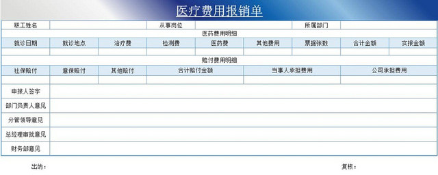 公司医疗费报销单