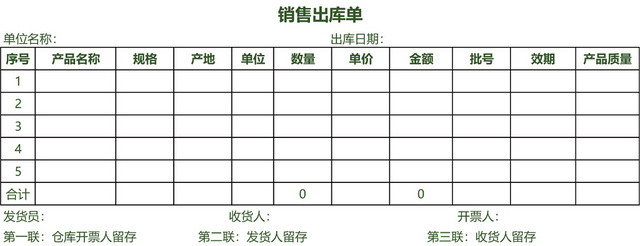 产品销售出库单表格设计模板EXCEL模板