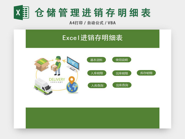 仓储管理进销存明细表格设计EXCEL模板