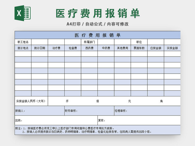 财务报销单医疗费用报销单
