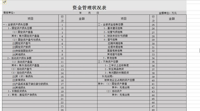 资金管理状况表