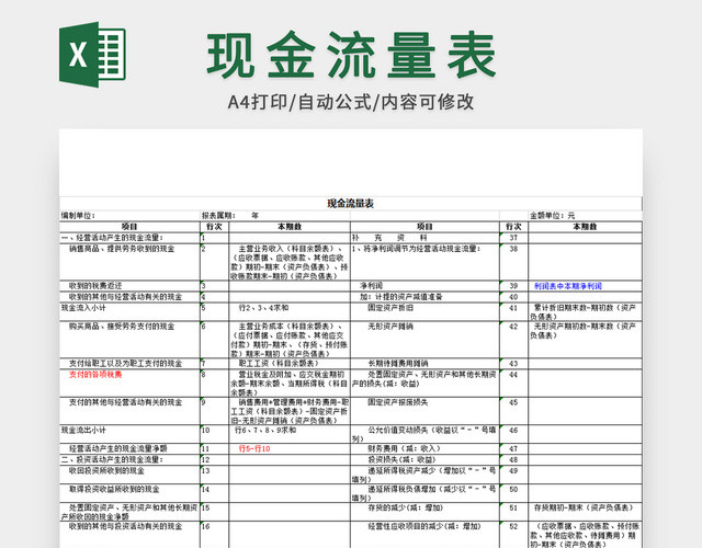 企业公司现金流量表