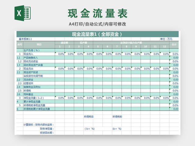 企业简约现金流量表模板