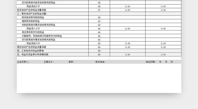 现金流量表模板