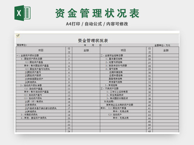 资金管理状况表