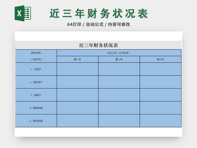 近三年财务状况表