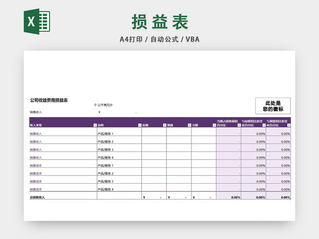 公司收益费用损益表