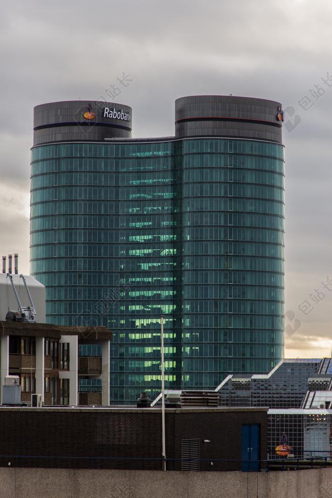 建筑现代高楼对称建筑设计城市景观背景图片