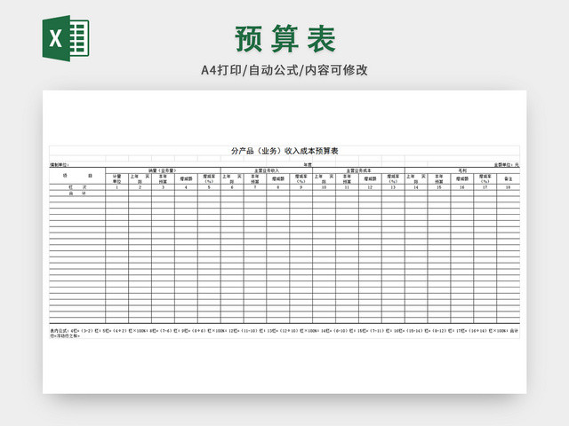 公司财务预算表格设计