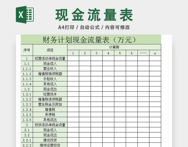 财务计划现金流量表
