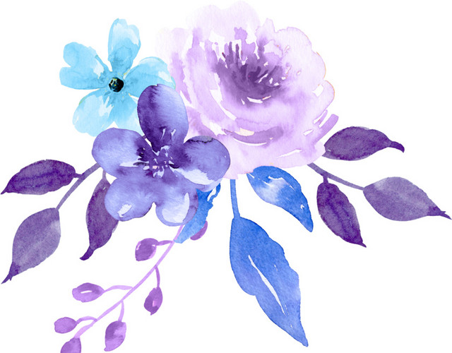 叶子树叶花朵水彩手绘