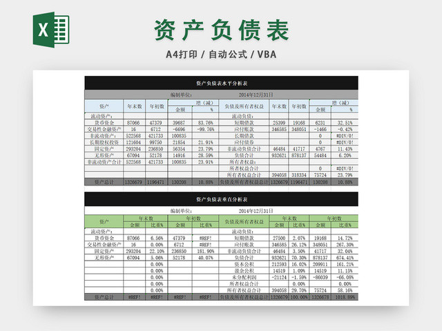 公司资金负债垂直水平分析表