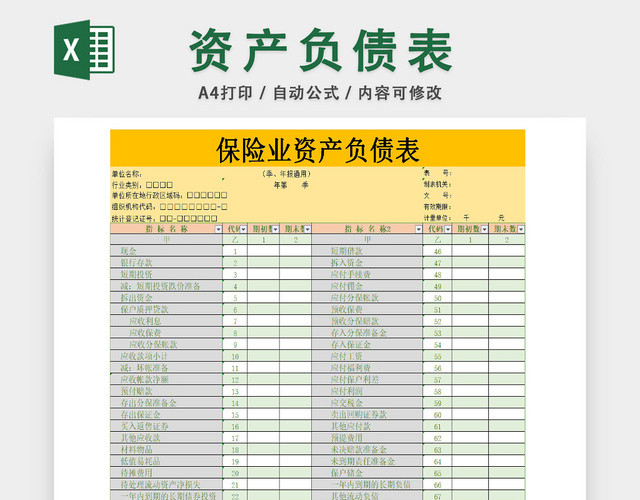 企业负债项目详情统计表