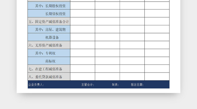 企业资金负债信息记录表