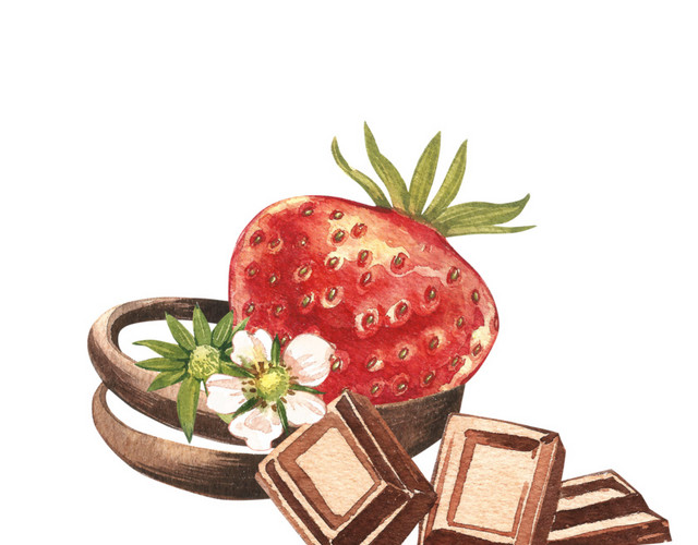 水彩手绘食物彩色